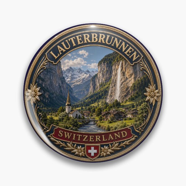 Item preview, Lauterbrunnen, Switzerland – Valley of Waterfalls, Alpine Church & Rock Faces designed and sold by Girih.
