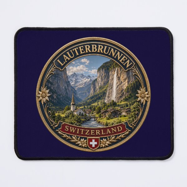 Item preview, Lauterbrunnen, Switzerland – Valley of Waterfalls, Alpine Church & Rock Faces designed and sold by Girih.