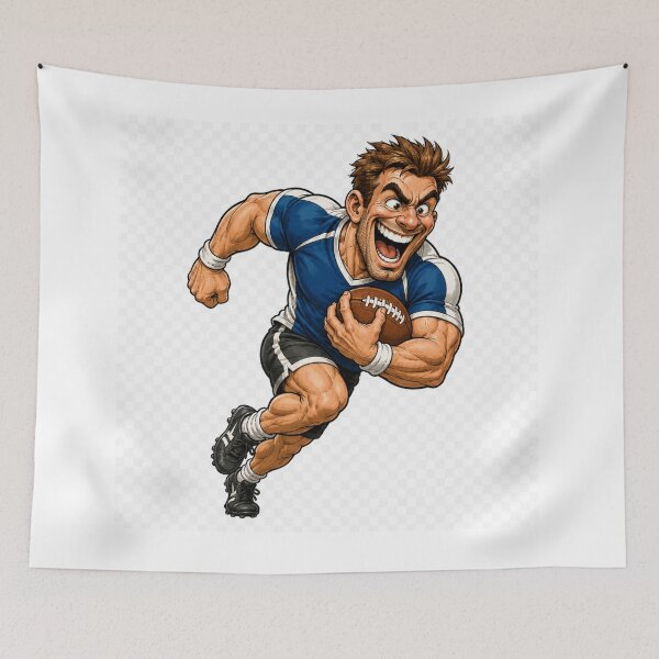 Item preview, Crazy Football Player Cartoon designed and sold by AlexLineArt.