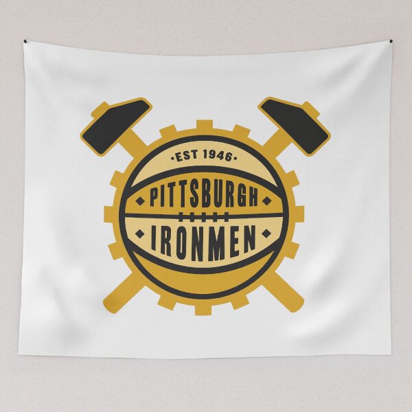 Item preview, Pittsburgh Ironmen Vintage Basketball Logo – Classic Industrial Basketball Design designed and sold by RetroBasketball.