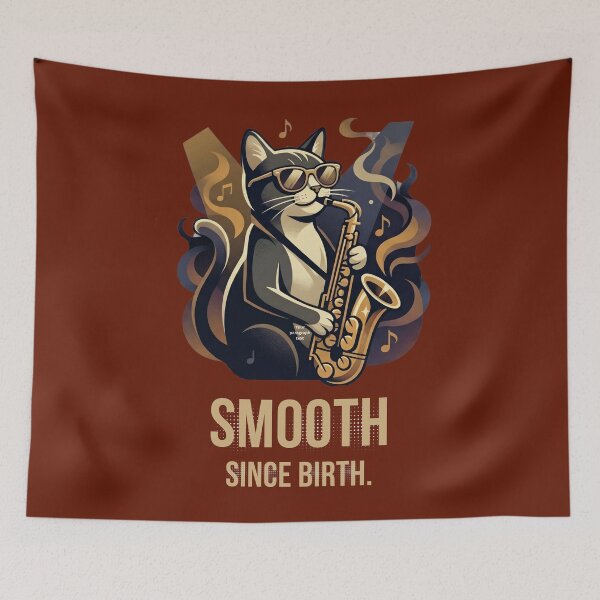 Item preview, Smooth Since Birth Cat – Cool Jazz Saxophone Retro Cat T-Shirt designed and sold by HOUSE OF TIST.