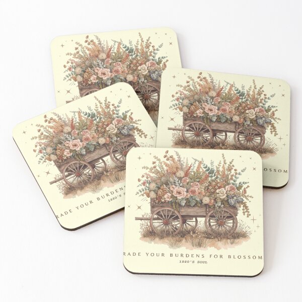 Item preview, Trade Your Burdens for Blossoms: Vintage Floral Wagon designed and sold by KaBaRen.