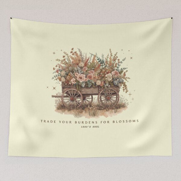 Item preview, Trade Your Burdens for Blossoms: Vintage Floral Wagon designed and sold by KaBaRen.