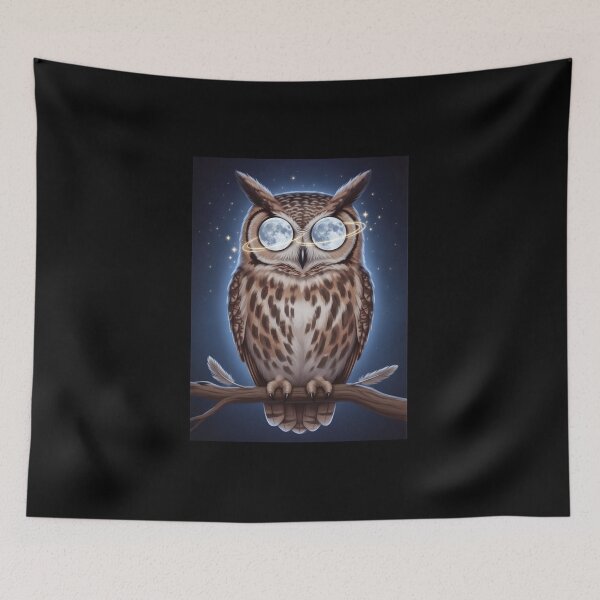 Item preview, Moon Eyed Owl Cosmic Night Portrait designed and sold by AbanoubStore.