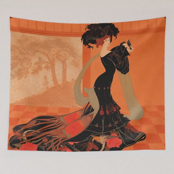 Item preview, Art Nouveau Illustration Elegant Woman with Bird Vintage Art Lovers designed and sold by RickE.