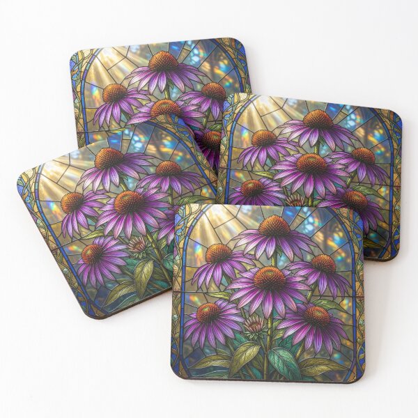 Item preview, Stained Glass Style Coneflowers designed and sold by Tridentulus.