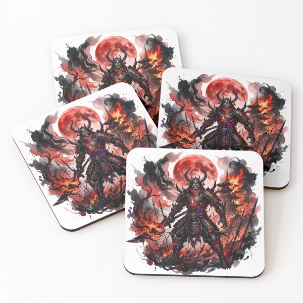 Item preview, Demonic Shogun Warlord - Blood Moon & Burning Pagoda Battle designed and sold by OnikaD art.