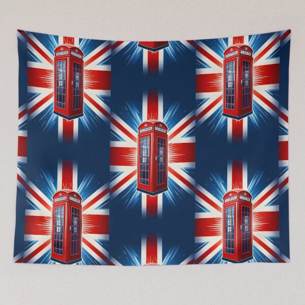 Item preview, Vintage Red London Telephone Box with Union Jack Flag designed and sold by Sybille-Yates.