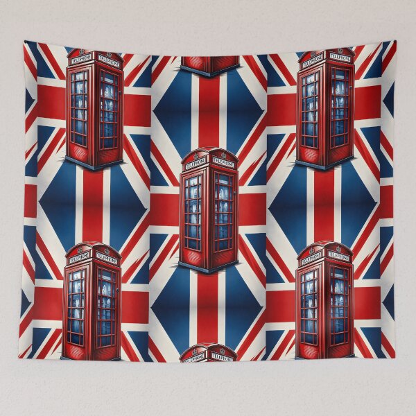 Item preview, Vintage Red London Telephone Box with Union Jack Flag designed and sold by Sybille-Yates.