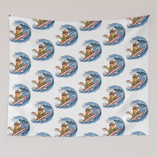 Item preview, Sunset Surf Cat Riding Endless Summer Waves designed and sold by CompassionVibes.