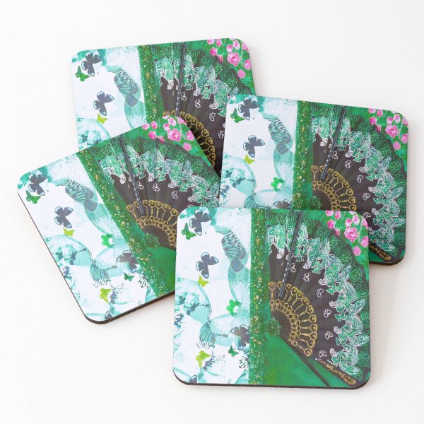 Item preview, Butterflies and Decorative Fan in shades of Green designed and sold by CyndiEpps.