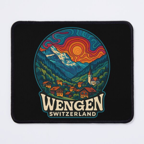 Item preview, Wengen Switzerland Trippy Travel designed and sold by TomFrontierArt.