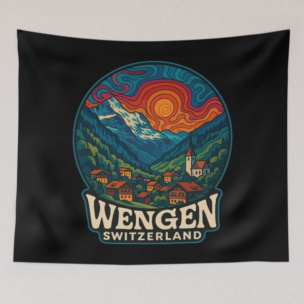 Item preview, Wengen Switzerland Trippy Travel designed and sold by TomFrontierArt.