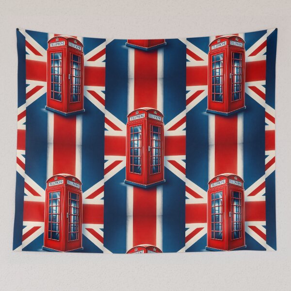 Item preview, Vintage Red London Telephone Box with Union Jack Flag designed and sold by Sybille-Yates.