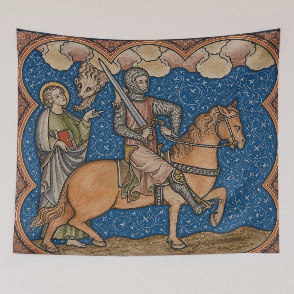 Item preview, Medieval Manuscript Illustration Knight and Dragon Vintage History Art Lovers designed and sold by RickE.