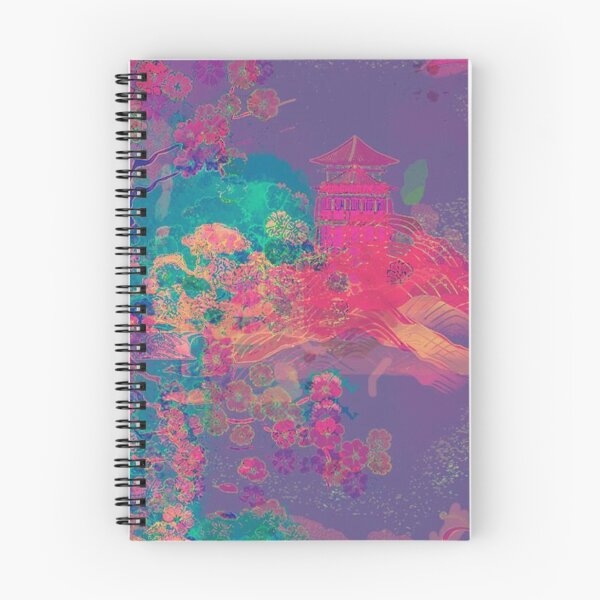 Artikelvorschau, Neon Sakura Dreamscape – Psychedelische japanische Pagodenkunst II entworfen und verkauft von BatNature.