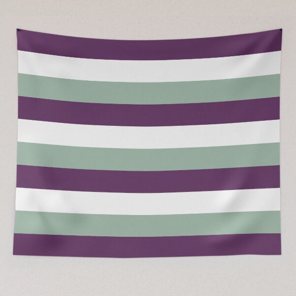 Item preview, 3 Large AUBERGINE (PURPLE), MUTED GREEN and WHITE Horizontal STRIPES designed and sold by RachelMacht.