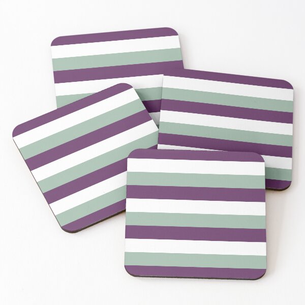 Item preview, 3 Large AUBERGINE (PURPLE), MUTED GREEN and WHITE Horizontal STRIPES designed and sold by RachelMacht.