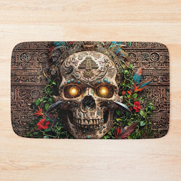 Item preview, Aztec skull with mystical temple ornaments designed and sold by WonderPiks.
