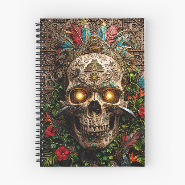 Item preview, Aztec skull with mystical temple ornaments designed and sold by WonderPiks.