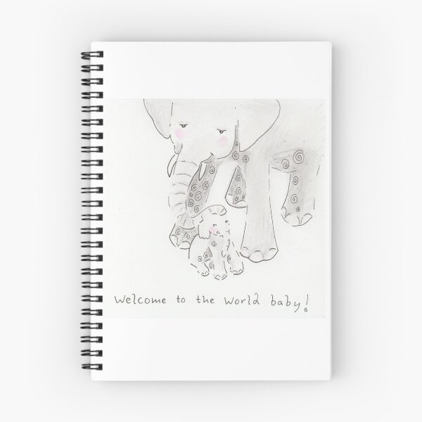 Item preview, Bienvenido al mundo, bebé | Madre elefanta y su cría designed and sold by aliekesdrawings.