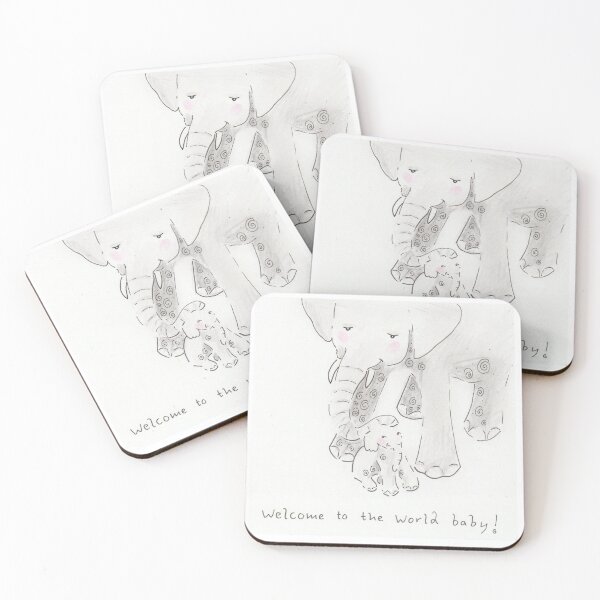 Item preview, Welcome to the world baby | Mother elephant and calf  designed and sold by aliekesdrawings.