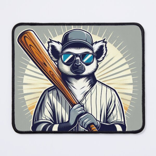 Item preview, Baseball Lemur – Playful Sports Mascot Art designed and sold by Dogandesighn.