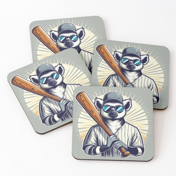 Item preview, Baseball Lemur – Playful Sports Mascot Art designed and sold by Dogandesighn.