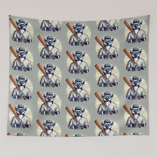 Item preview, Baseball Lemur – Playful Sports Mascot Art designed and sold by Dogandesighn.