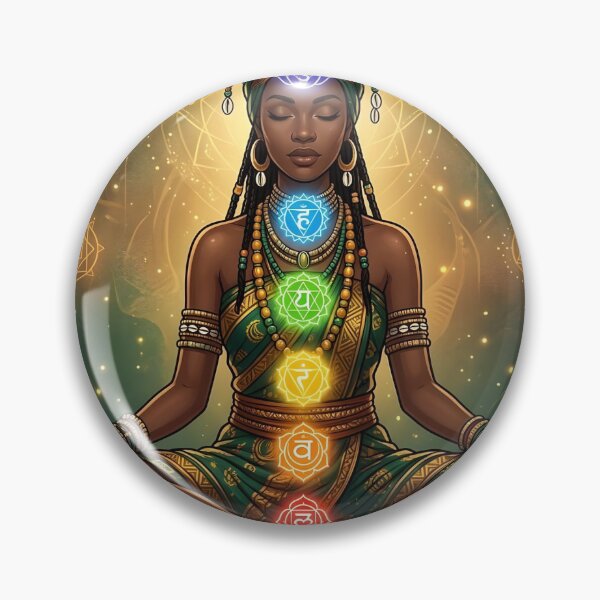 Item preview, Chakra Meditation Wall Art, African Spiritual Goddess Print, Mystical Energy Decor designed and sold by ChloeDesigns401.