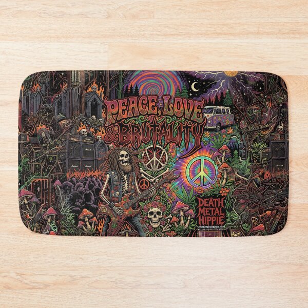 Item preview, Peace, Love & Brutality DMH05 designed and sold by Death Metal Hippie.