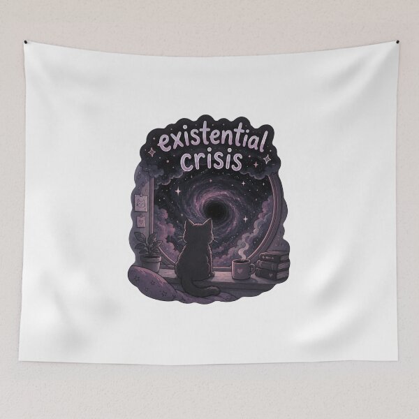 Item preview, Existential Crisis Cat Sticker | Dark Humor designed and sold by CutePlix.