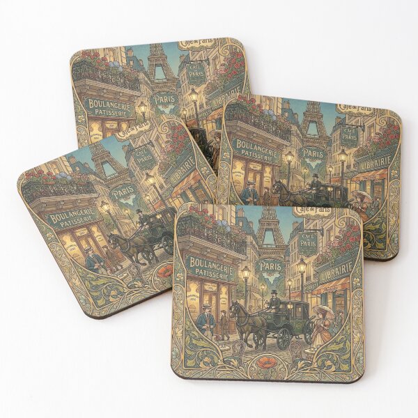 Item preview, Paris Street Scene w/Buggy Art Nouveau designed and sold by ArtofDissent.