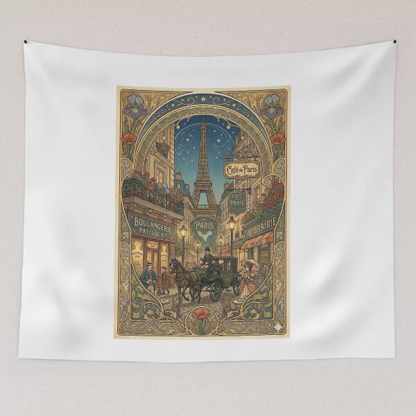 Item preview, Paris Street Scene w/Buggy Art Nouveau designed and sold by ArtofDissent.