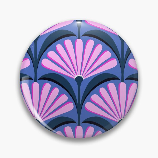 Item preview, Art Deco daisy pattern in pink and blue designed and sold by Jennifer Ladd.