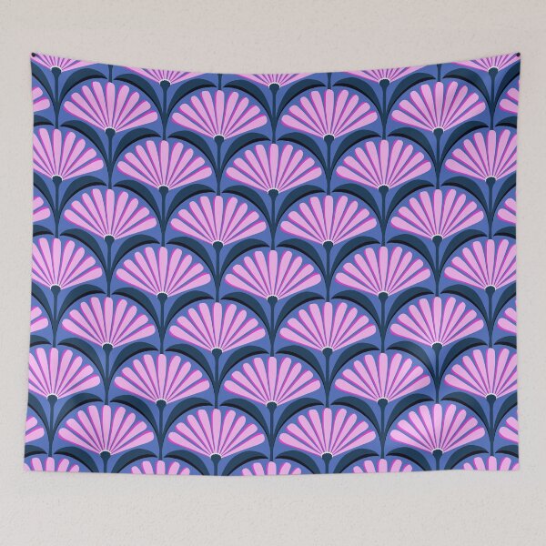 Item preview, Art Deco daisy pattern in pink and blue designed and sold by Jennifer Ladd.