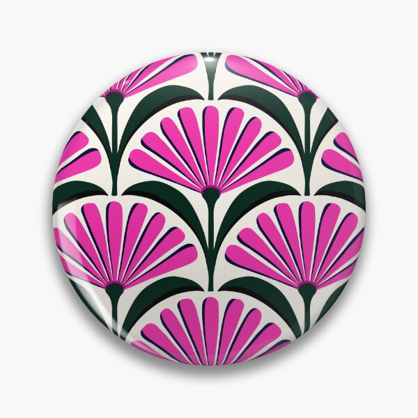Item preview, Art Deco daisy pattern in bright magenta pink designed and sold by Jennifer Ladd.
