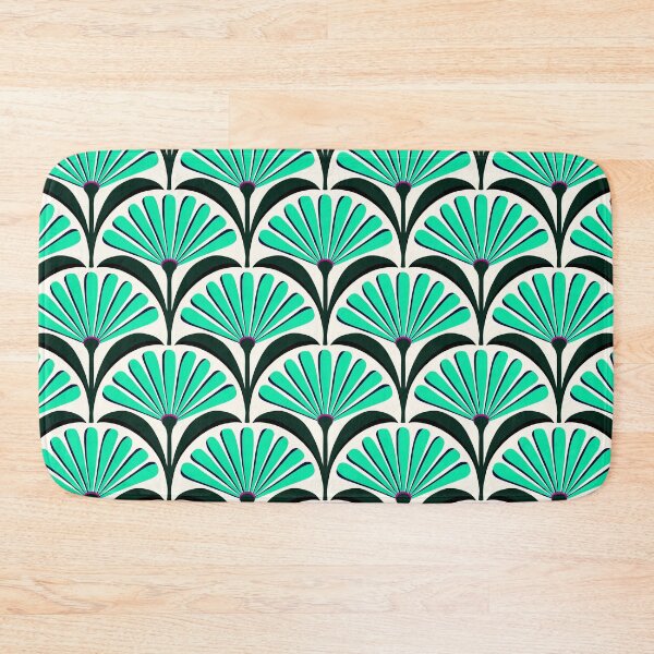 Item preview, Art Deco daisy pattern in turquoise green designed and sold by Jennifer Ladd.