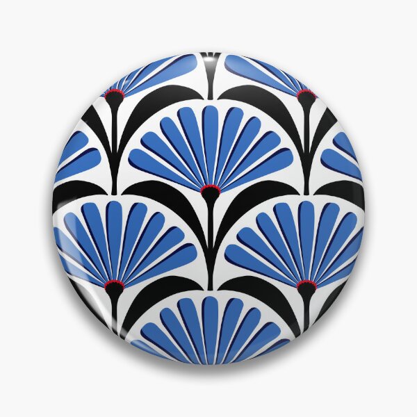 Item preview, Art Deco daisy pattern in blue designed and sold by Jennifer Ladd.