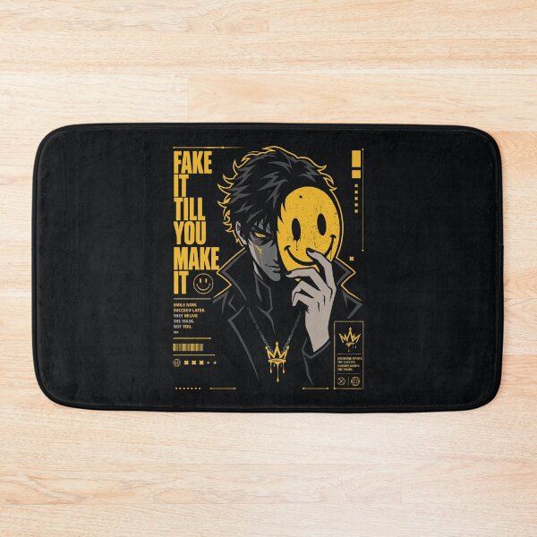 Item preview, Fake It Till You Make It Dark Smiley Mask Anime Streetwear designed and sold by CamaleonDesigns.