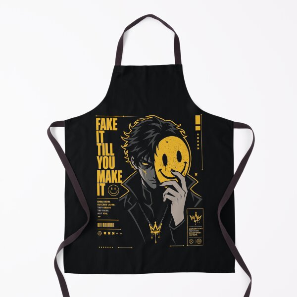 Item preview, Fake It Till You Make It Dark Smiley Mask Anime Streetwear designed and sold by CamaleonDesigns.