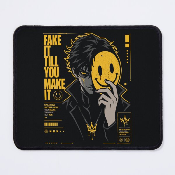 Item preview, Fake It Till You Make It Dark Smiley Mask Anime Streetwear designed and sold by CamaleonDesigns.