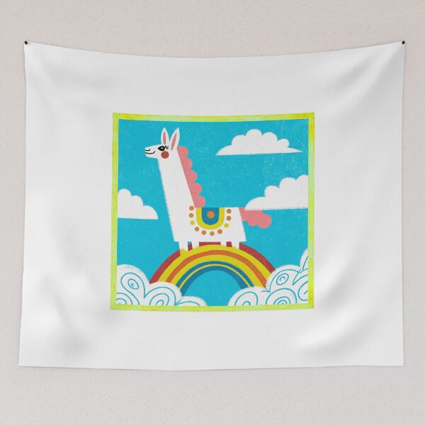 Item preview, Rainbow Llama Magic - Cute Whimsical Alpaca in the Clouds Illustration  designed and sold by asliberry.