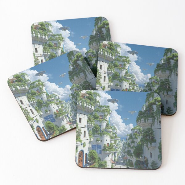 Item preview, Futuristic Eco City With Flying Crafts designed and sold by Visual Foundry.