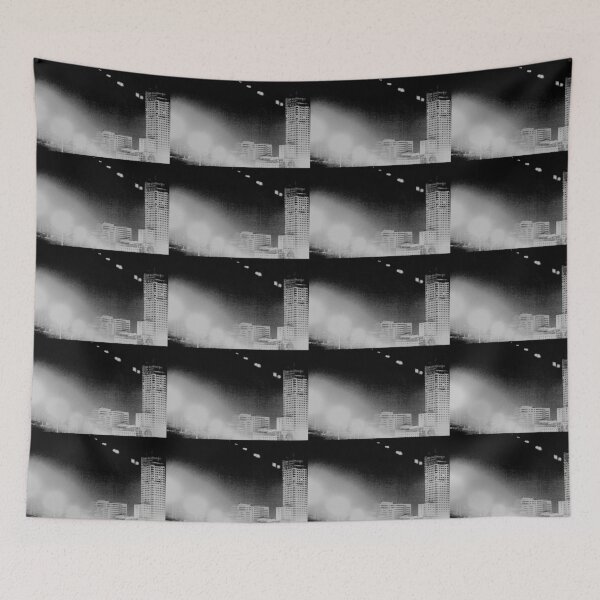 Item preview, Madrid Spain city skyline at night black and white photograph designed and sold by edwardolive.
