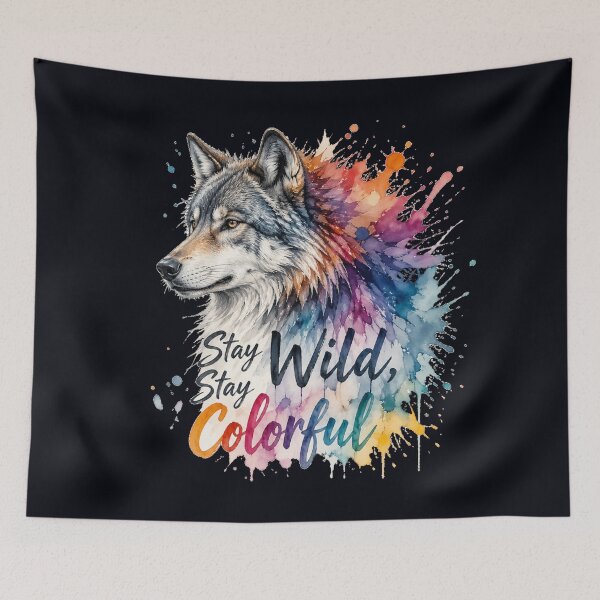 Item preview, Stay Wild Stay Colorful Wolf Shirt – Watercolor Wolf Art designed and sold by Biedroneczka.