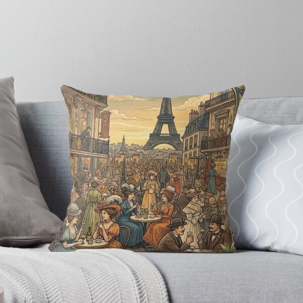 Item preview, Paris Crowded Street Scene Art Nouveau designed and sold by ArtofDissent.