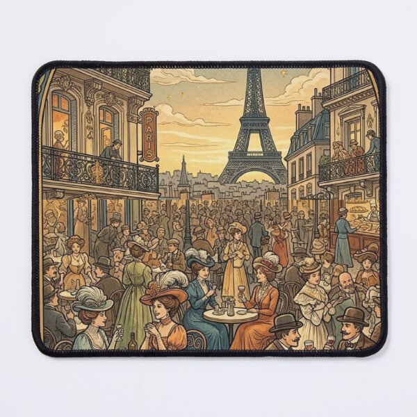 Item preview, Paris Crowded Street Scene Art Nouveau designed and sold by ArtofDissent.