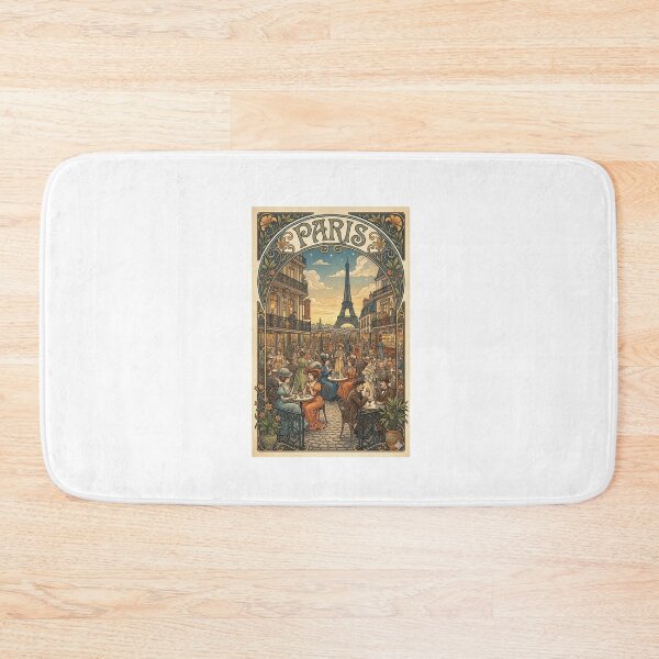 Item preview, Paris Crowded Street Scene Art Nouveau designed and sold by ArtofDissent.