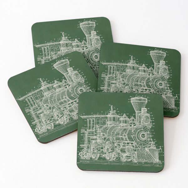 Item preview, Vintage Steam Locomotive Technical Blueprint designed and sold by Visual Foundry.